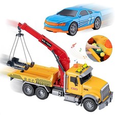 1:16 Tow Truck Toy Transporter Truck Tow Toy W/Racing Car Sound&Light Vehicles
