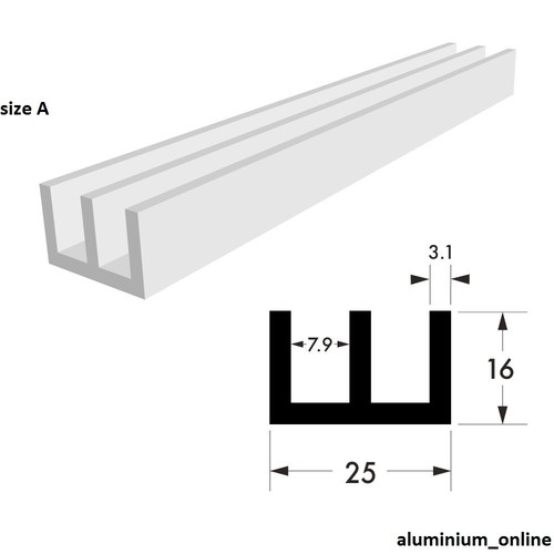 Aluminium double channel - double,