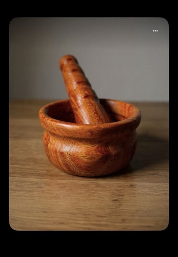 Small wooden mortar and pestle - small,