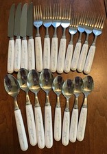 Vtg Lot Set 20pc Corelle Shadow Iris Cutlery Flatware