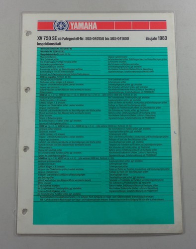Inspection sheet yamaha 750 - inspection,