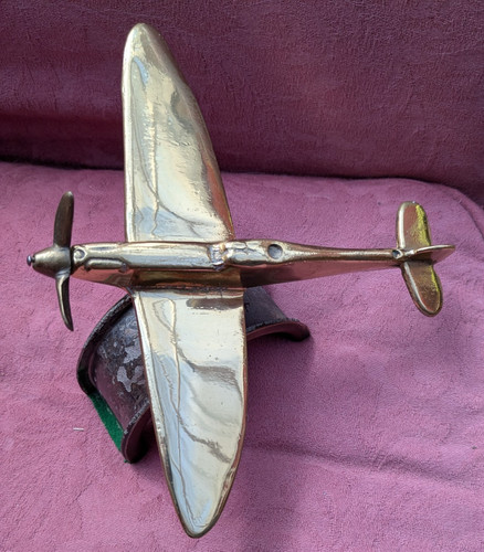Brass model spitfire mounted - model,