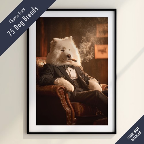 Funny dog smoking cigar print - dog,