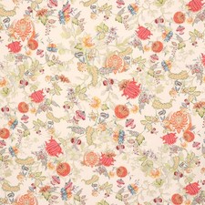 Shiraz Exotic Floral Coral Fabric 100% Cotton Double Width Curtains Furnishings