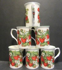 Set Of 8/6/4/2/1 Mugs Strawberry Fine Bone China Mugs Castle Shape 10oz Deco UK