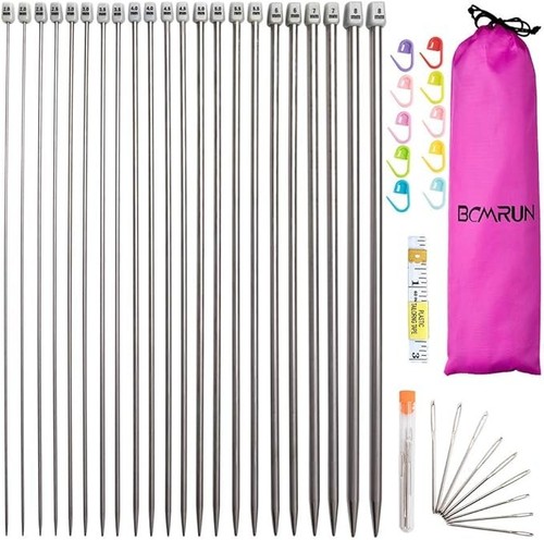 22pcs metal knitting needles - metal,