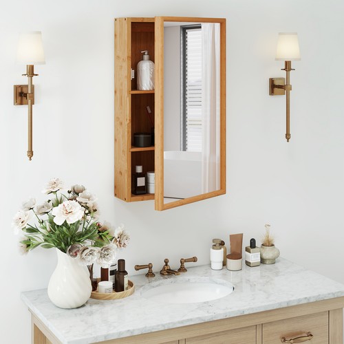 Bamboo medicine cabinet with - medicine,