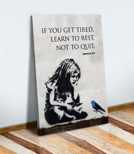 Banksy girl blue bird - blue, quote