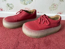 Rundholz Red Nubuck Lace Up Shoes Pump Platform Size 37 4 Fit 38 5 Worn Twice