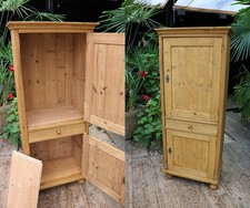 😍 Lovely! Old Antique Pine 2 Door Cupboard-Linen/Larder/Home Office/Bathroom 😍