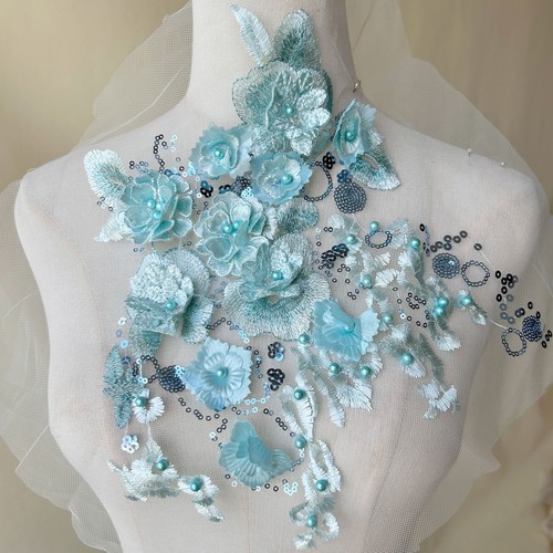 Beaded lace applique flower - lace,
