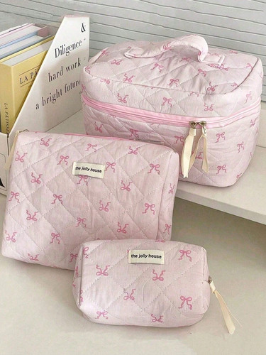 3pcs pink bow makeup - 3pcs,