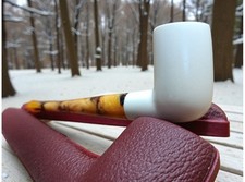Block Meerschaum Straight Amber Colour Pipe