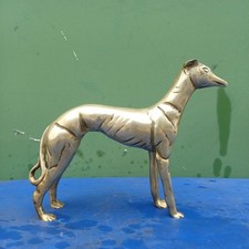 Vintage Large Brass Greyhound Whippet Dog Statue 30cm High