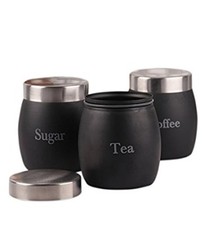 SET OF 3 TEA COFFEE SUGAR CANISTERS KITCHEN STORAGE POTS JARS