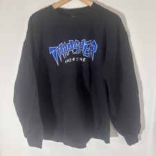 Thrasher Magazine Skate Sweatshirt Pullover Medium Black Blue White Logo