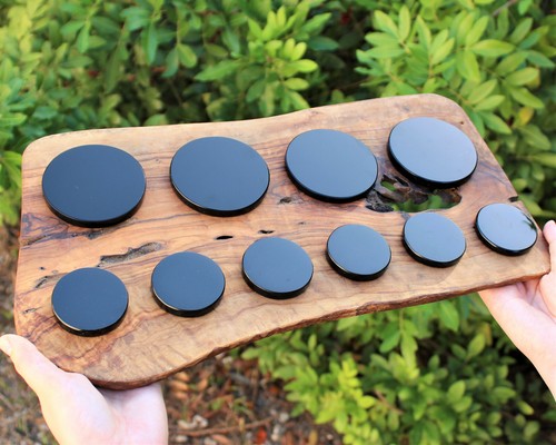 Black obsidian scrying mirror - black,