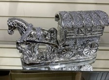 Crushed Diamond Horse Wagon Crystal Gypsy Caravan Traveler Display Glitter Bling