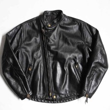 Used Langlitz Leathers Cascade Riders Jacket Leather Jacket Mens Black Color