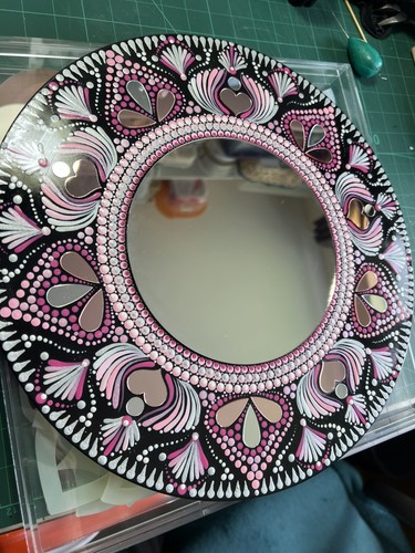 Hand painted mandala mirror - painted,