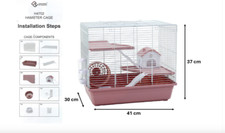 Cage Pet Hamster Mouse Rodent Cage 3-Story Habitat Wheel Water Bottle Food Bowl