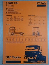 DAF Trucks FT3300 DKX Data Sheet - Engine Specs ETC - Trucking - Wagon