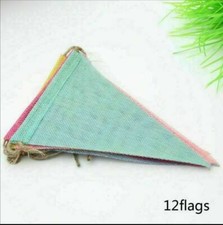 HESSIAN LOOK  FABRIC BUNTING Multicoloured pastel Banner