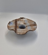 Greek Studio Pottery Ruffled Edge Bowl Vase Abstract