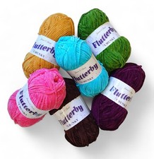 James C Brett FLUTTERBY Soft Chenille Plush Chunky Knitting Crochet Yarn 100g