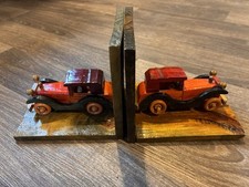 Vintage Cars Bookends Wooden