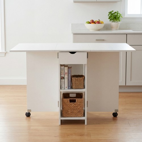 White drop leaf table - table, mobile