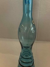 Vtg Vimax Creation Italian Empoli Genie Bottle With Lady Face 27” Aqua Blue RARE