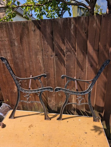 Vintage cast iron bench ends - vintage,