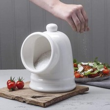 Salt Caddy Pot Cellar Pig, Large Traditional Porcelain Salt Storage Pot Holder