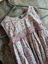 Vintage Girls Smocked Dress 3 Years Ditsy Floral Rose Flare Sleeveless