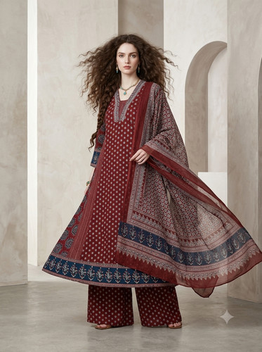 Pure cotton maroon - maroon, frock