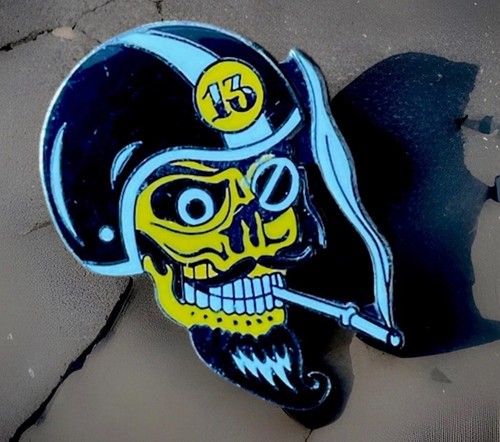 Hell rider skull biker pin - skull,