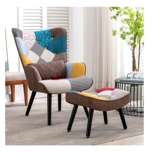 Patchwork accent chair with - patchwork,