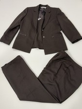 Tahari Arthur S Levine Pinstripe Women’s Suit 3 Piece Set Size 16 Brown