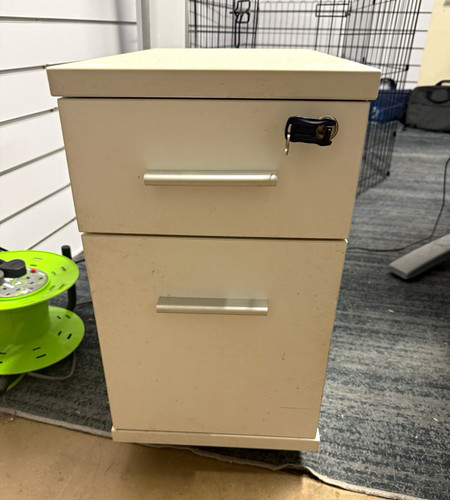 White wooden lockable drawer - white, 2