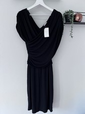 Quiz - Black Wide Ruched Shoulder Draped Evening/party Dress Size 16