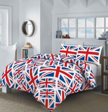 Union Jack Red White Blue Printed Duvet Quilt Cover and Pillowcase Bedding Sets