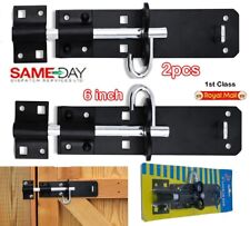 2 x BRENTON PAD BOLT Gate LOCK Slide Bolt Shed Door BOLT Black 6" New