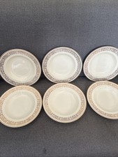 Portland Pottery Cobridge 6 Soup Bowls Vintage Vgc Gold Design