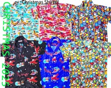 MENS CHRISTMAS SANTA XMAS HAWAIIAN T SHIRT GIFT HIM PARTY HOLIDAY S -5XL 