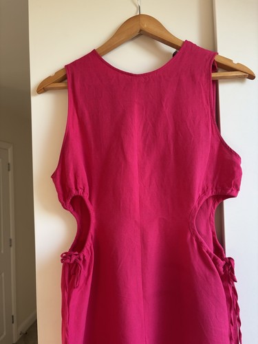 Zara linen mixed midi - hot, pink