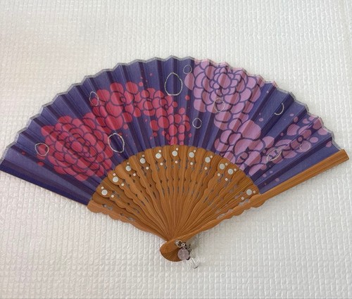 Purple pattern folding fan - purple,