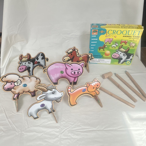 Wooden animal kids croquet - j&c,