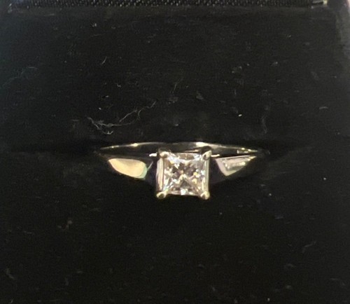 14k princess cut solitaire - 14k,