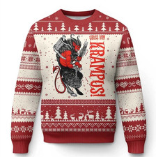Krampus Ugly Christmas Sweater, Gothic Holiday Pullover, Creepy Xmas Sweater